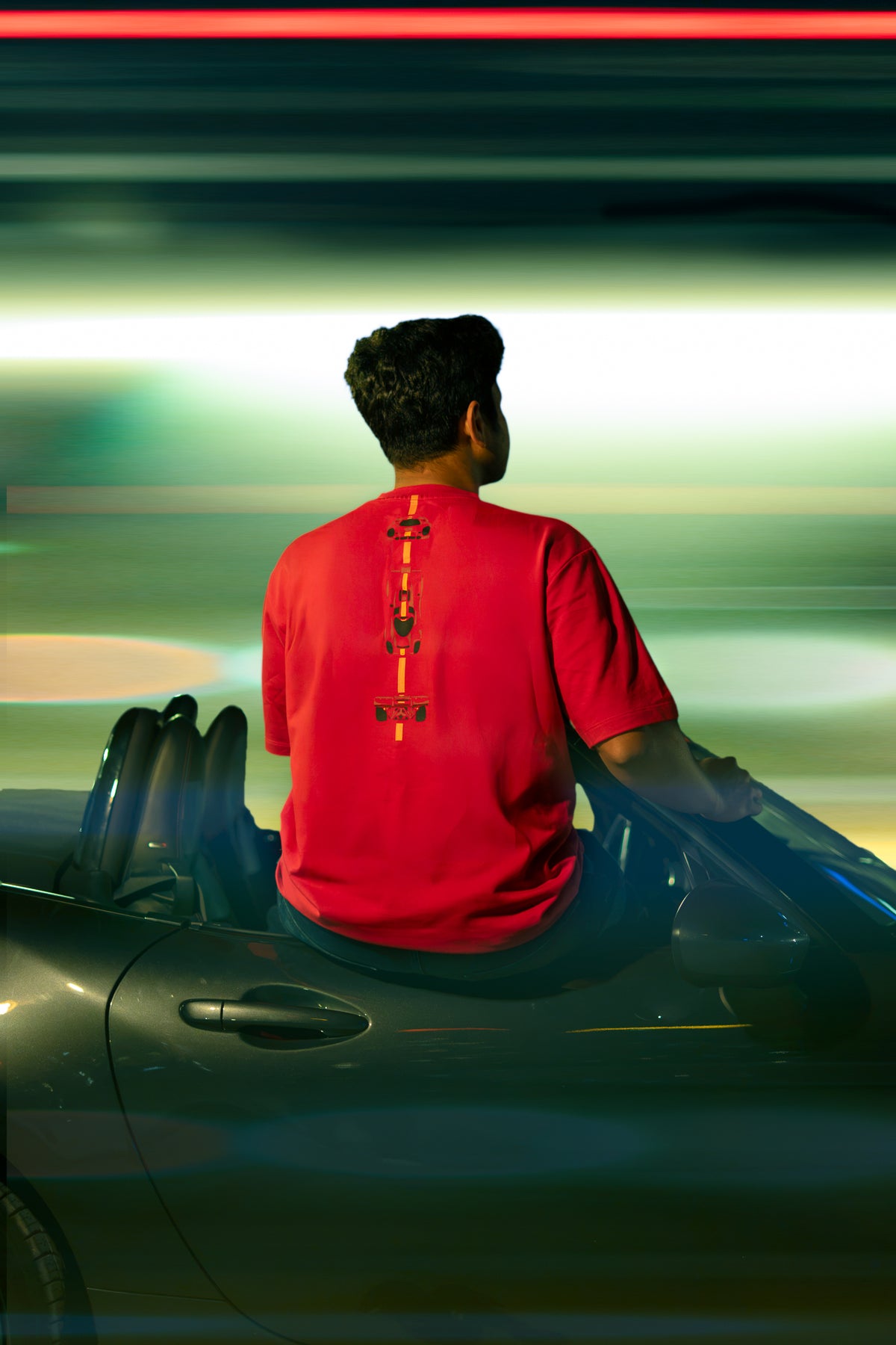 NiyuSuki "917" Motorsport Loop Knit T-Shirt – Racing Red